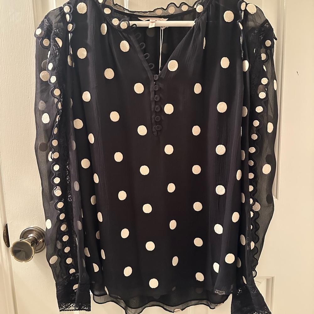 Rebecca Taylor Black and White Polka Dot Blouse